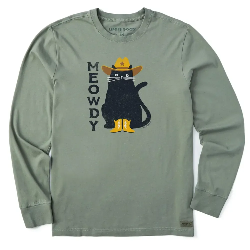 Men's Meowdy Cowboy Cat Long Sleeve Crusher Tee