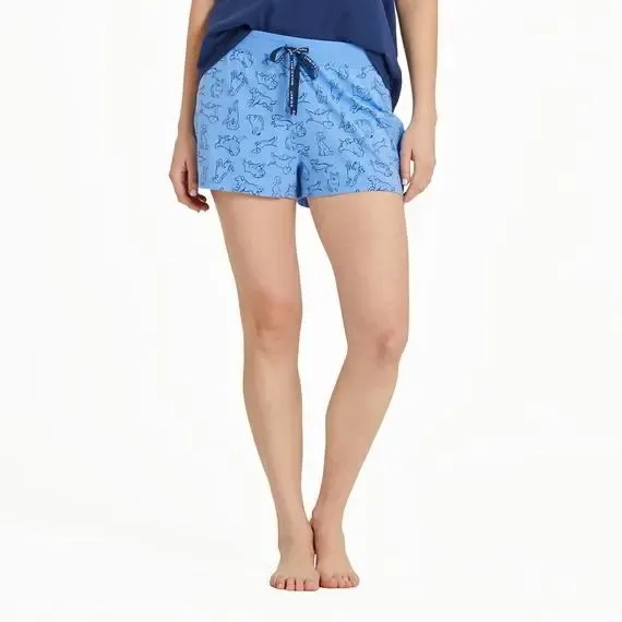 Women's Inkbrush Dog Pattern Snuggle Up Sleep Short