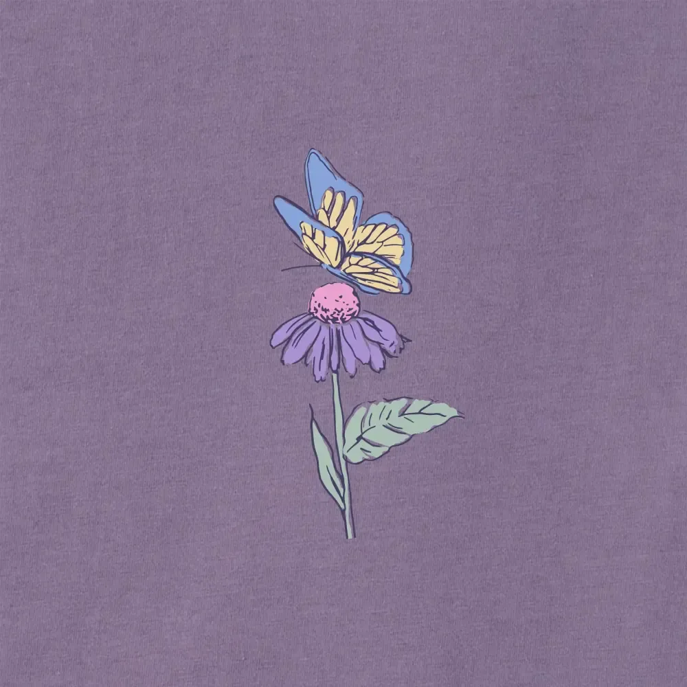 Women's Butterflies & Wildflowers Long Sleeve Crusher Boxy Tee