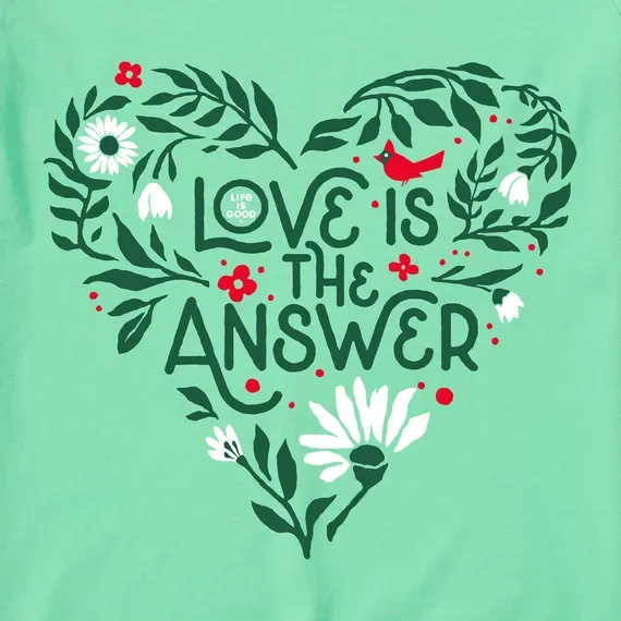 Women's Love is the Answer Heart Long Sleeve Crusher Vee
