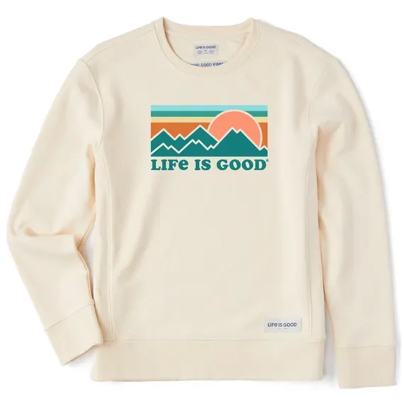 Women's Stripe Mountains & Sun Simply True Fleece Crew