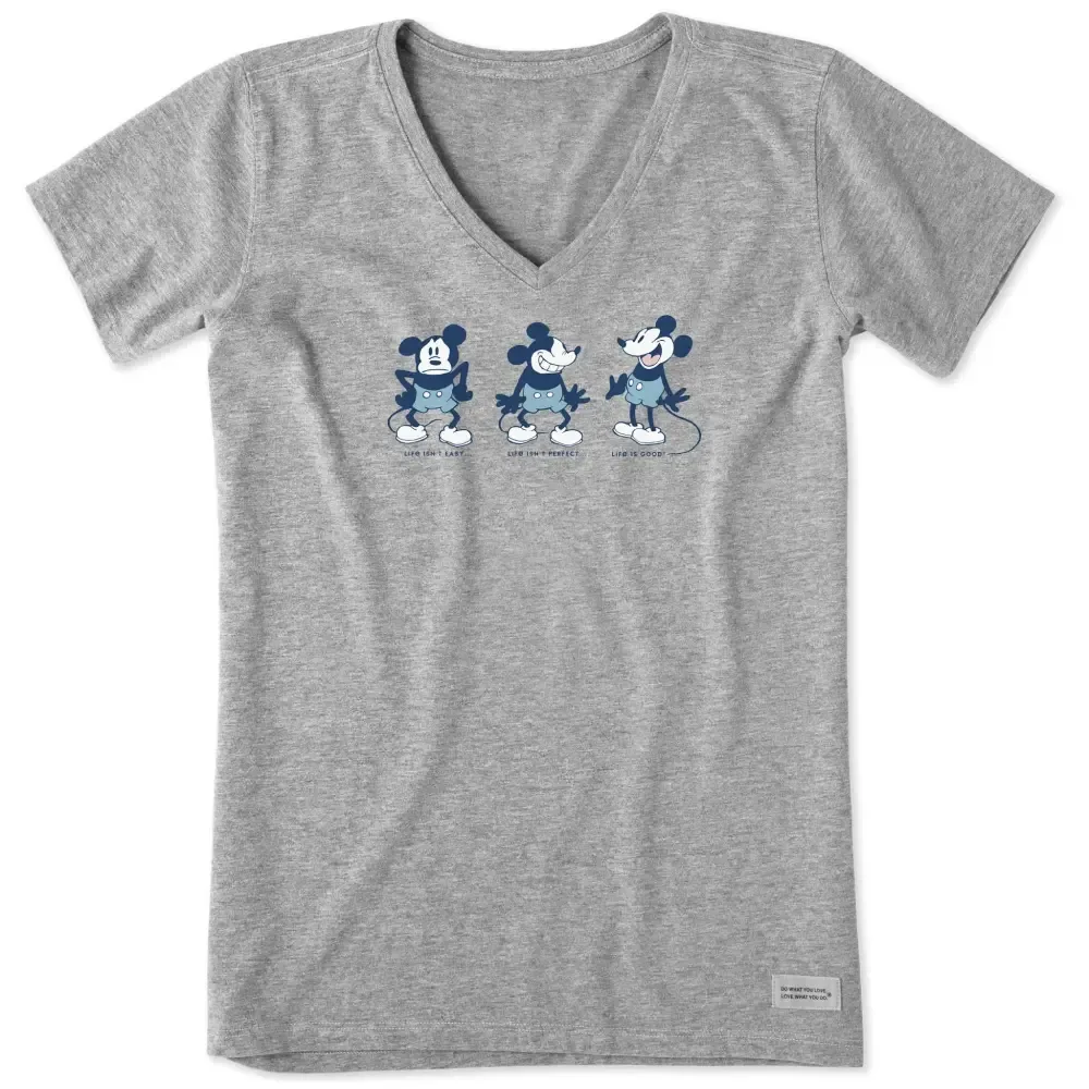 Women's Steamboat Willie Life isn't Easy Short Sleeve Vee