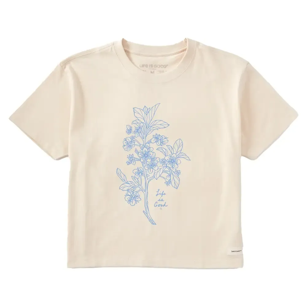 Women's Antique Plum Blossom Short Sleeve Crusher Boxy Tee