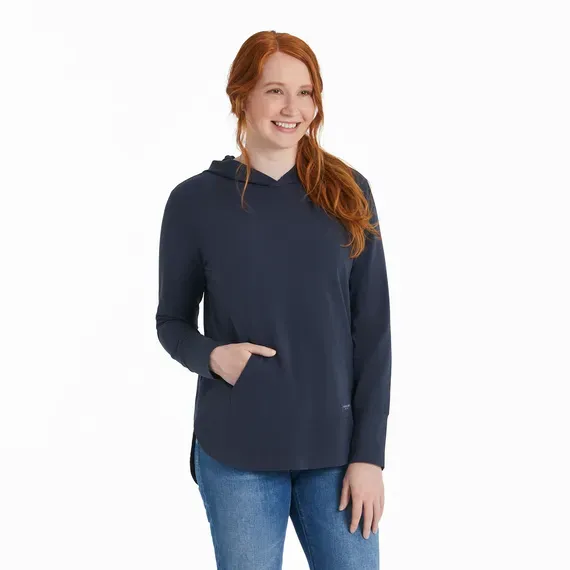 Women's Solid Crusher-FLEX Hoodie Tunic