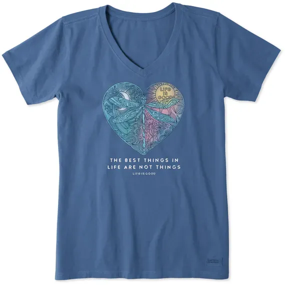 Women's Best Things Dragonfly Heart  Crusher Vee