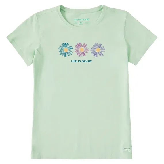Women's Three Painted Daisies Short Sleeve  Tee