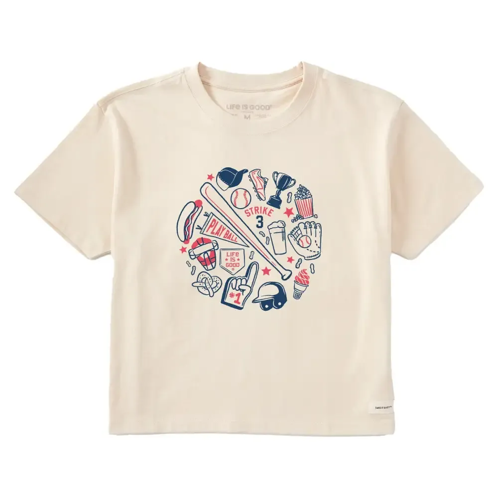 Women's Baseball Medley Short Sleeve Crusher Boxy Tee