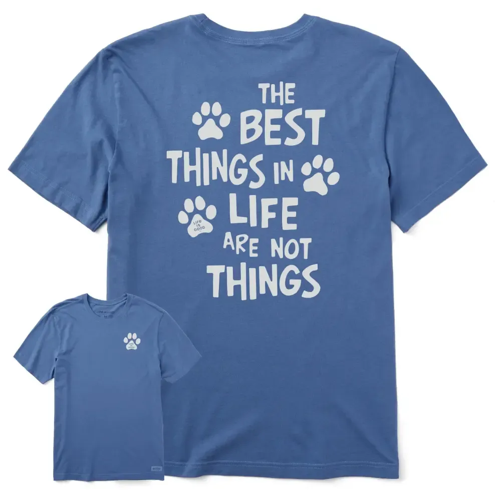 Men's Wordsmith Best Things in Life Paws Short Sleeve Crusher Tee