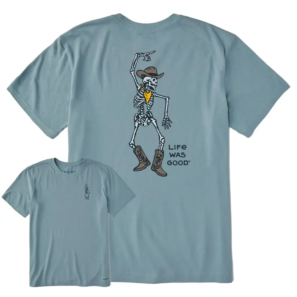 Men's Skeleton Cowboy Dance Short Sleeve Crusher Tee