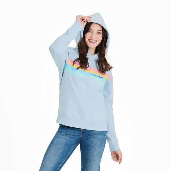 Women's Quad Simple Stripe Good Vibes Fleece Hoodie