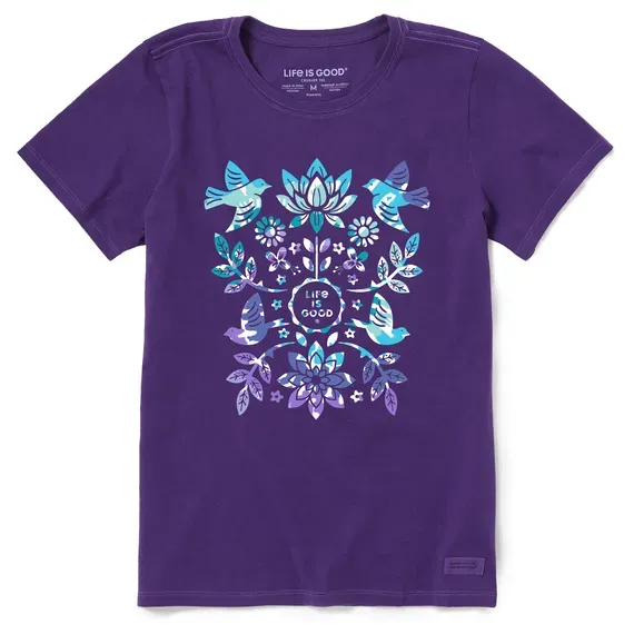 Women's Folk Art Garden Tie Dye Short Sleeve  Tee