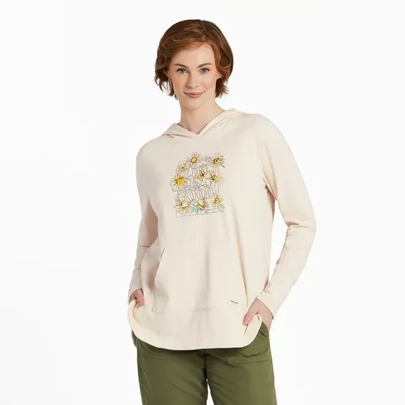 Women's Sunflower Sketch Crusher-FLEX Hoodie Tunic