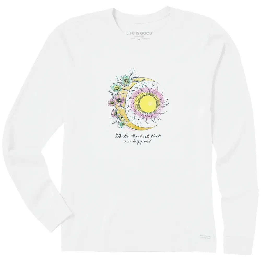 Women's Moon Flower What's the Best That Can Happen? Long Sleeve Crusher Tee