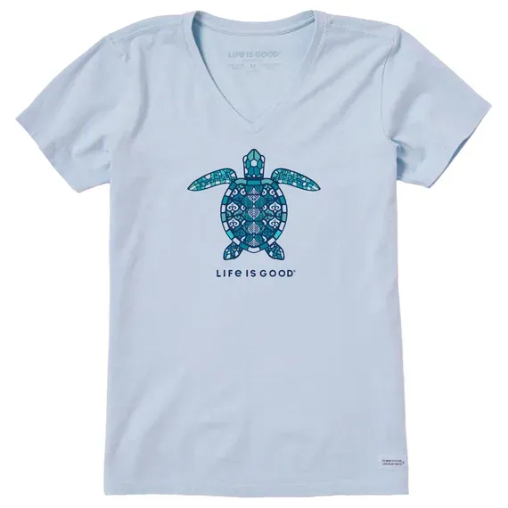 Women's Mandala Turtle Short Sleeve Vee