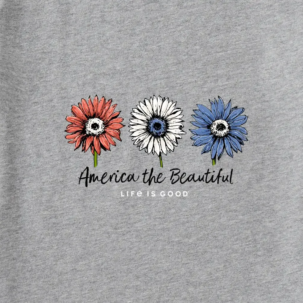 Women's America the Beautiful Sunflowers Short Sleeve Vee