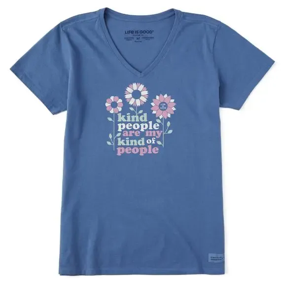 Women's Kind People Flowers  Crusher-LITE Vee