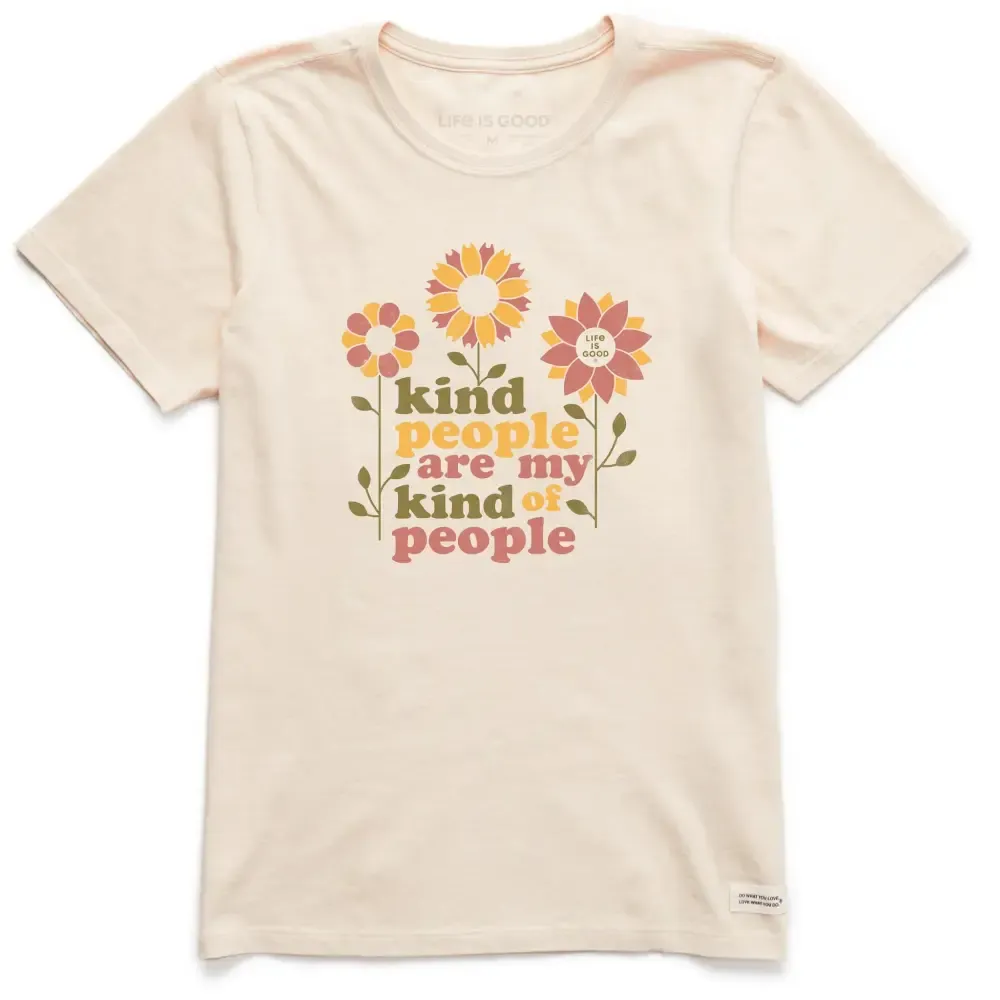 Women's Kind People Flowers Short Sleeve Crusher Tee