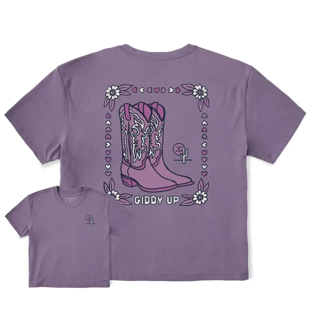 Women's Giddy Up Flora Boots Short Sleeve Crusher Boxy Tee