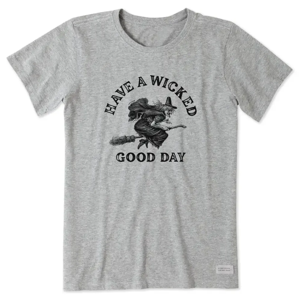 Women's Antique Wicked Good Day Witch Short Sleeve Crusher Tee