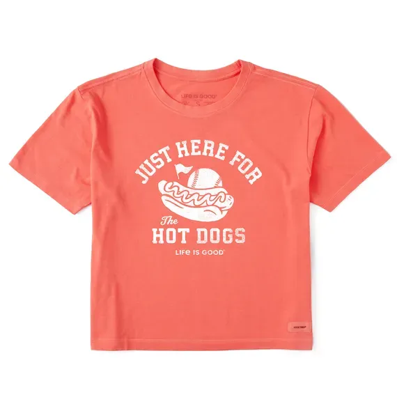 Women's Here for the Hot Dogs Baseball  Crusher Boxy Tee