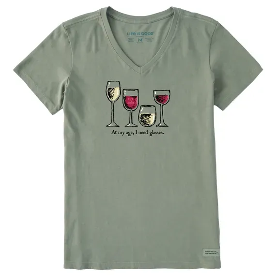 Women's I Need Wine Glasses Short Sleeve  Vee