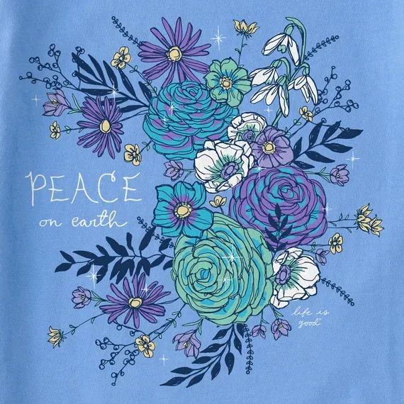 Women's Peace on Earth Winter Flowers Simply True Fleece Crew