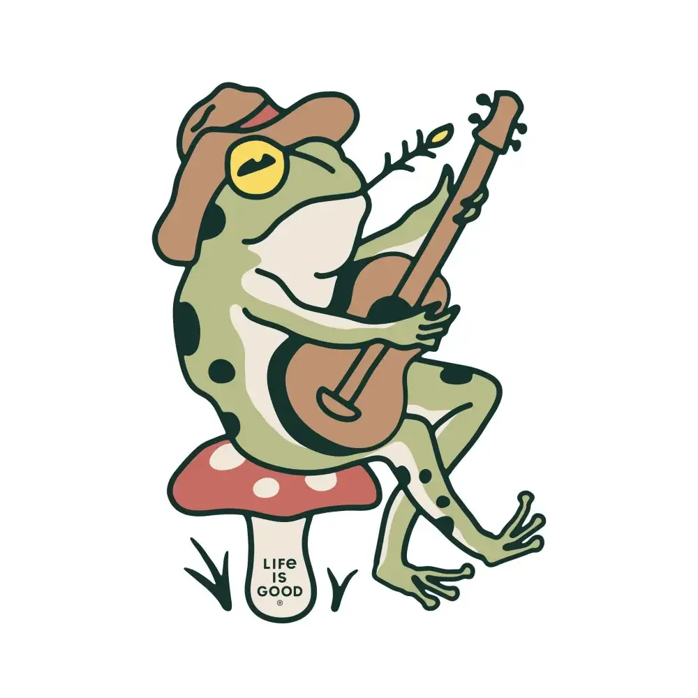 Adult Unisex Frog Guitar Small Die Cut Sticker