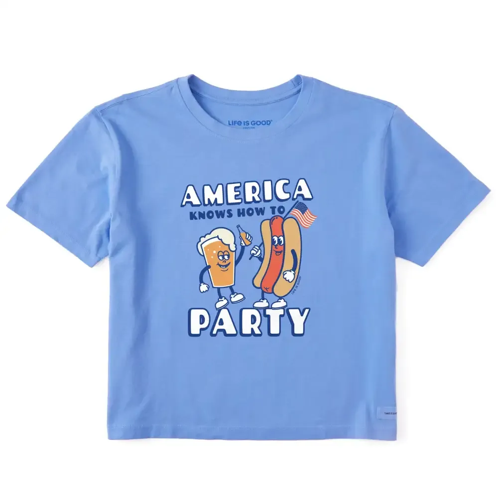 Women's America Knows How to Party Short Sleeve Crusher Boxy Tee