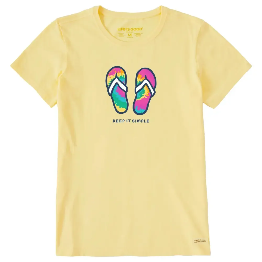 Women's Keep it Simple Tie Dye Flip Flops Short Sleeve Crusher Tee