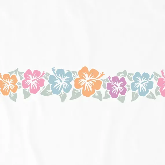 Women's Row of Hibiscus Long Sleeve Crusher Tee