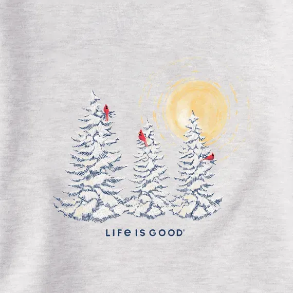 Women's Snowy Pines with Cardinals Simply True Fleece Hoodie