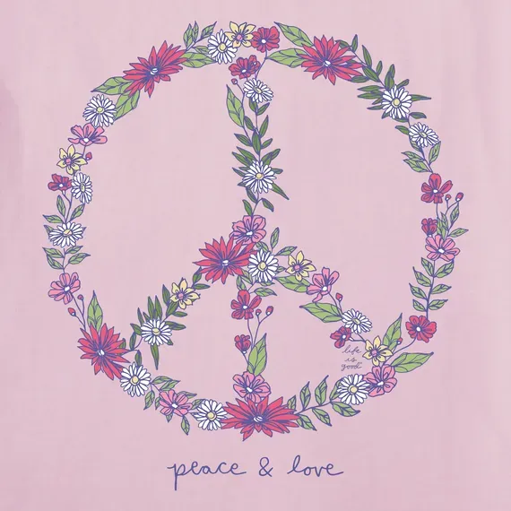 Women's Wildflower Love Peace Sign Simply True Fleece Hoodie