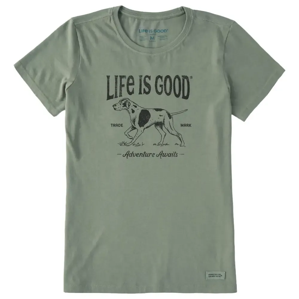 Women's Adventure Awaits Hunting Dog Short Sleeve Crusher Tee