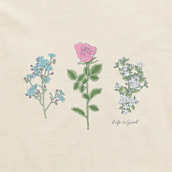 Women's 3 Botanical Rose Jasmine Simply True Fleece Crew