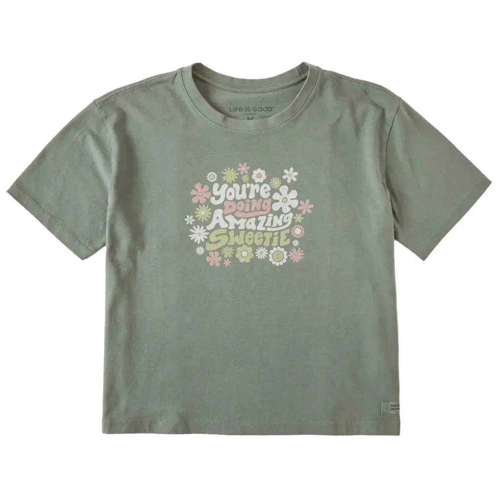 Women's You're Doing Amazing Sweetie Short Sleeve Crusher Boxy Tee