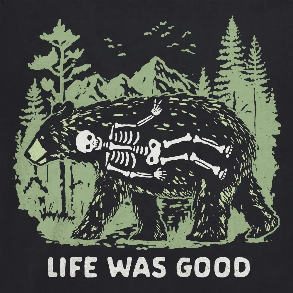 Women's Life Was Good Bear Short Sleeve Crusher Boxy Tee