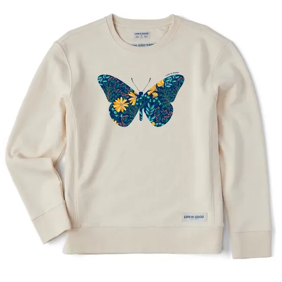 Women's Wildflower Butterfly Simply True Fleece Crew
