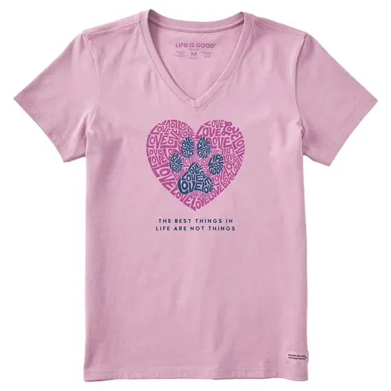 Women's Best Things Paw Heart Short Sleeve  Vee