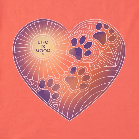 Women's Pawprints Heart Short Sleeve  Vee