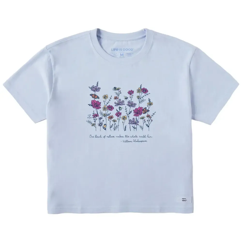 Women's Shakespeare Flowers Short Sleeve Crusher Boxy Tee