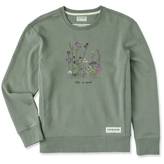 Women's Realaxed Wildflowers Simply True Fleece Crew