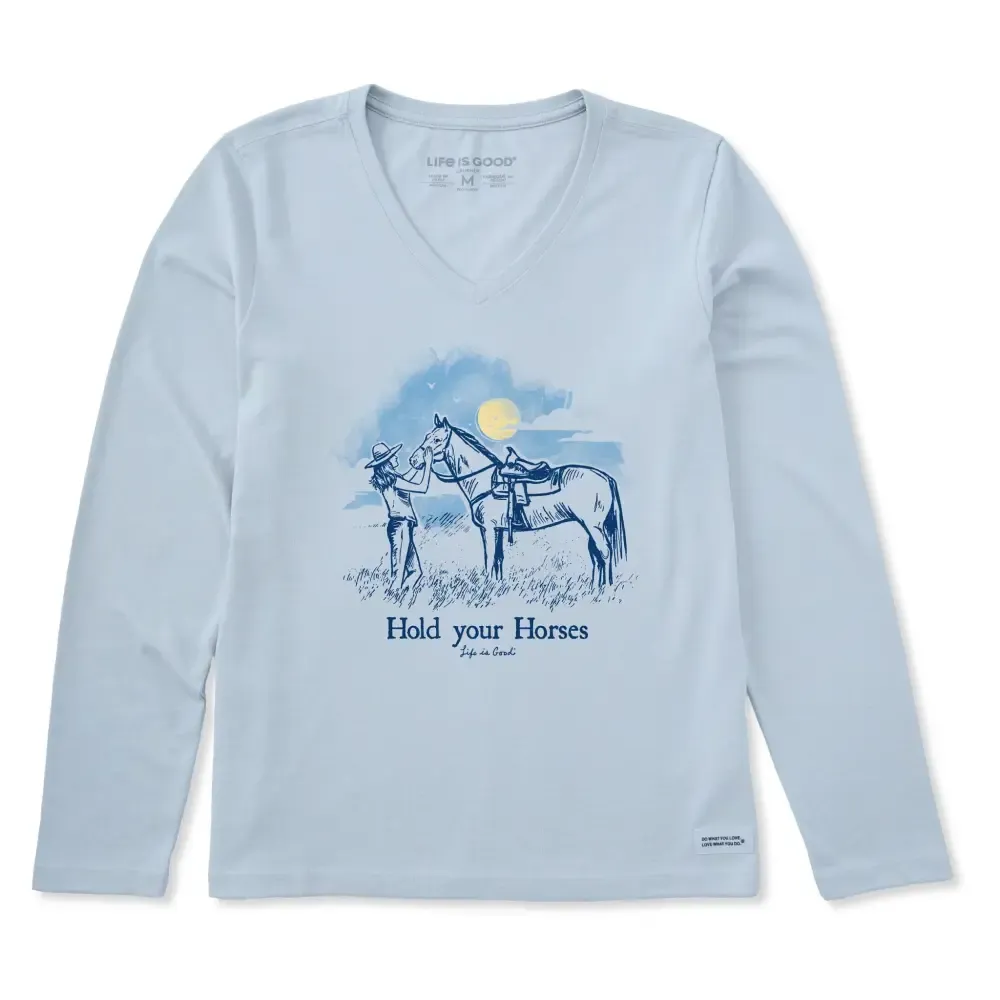Women's Hold Your Horses Cowgirl Long Sleeve Crusher Vee