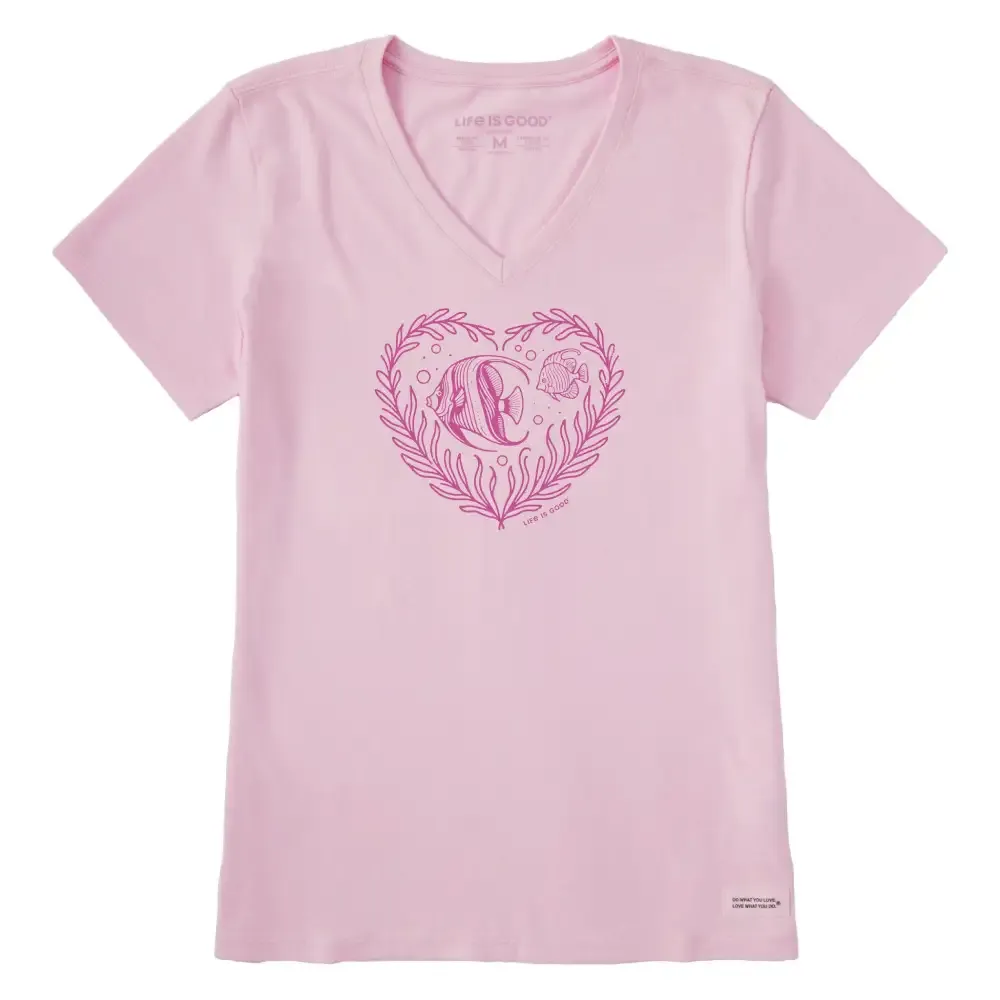 Women's Angelfish Heart Short Sleeve Crusher Vee