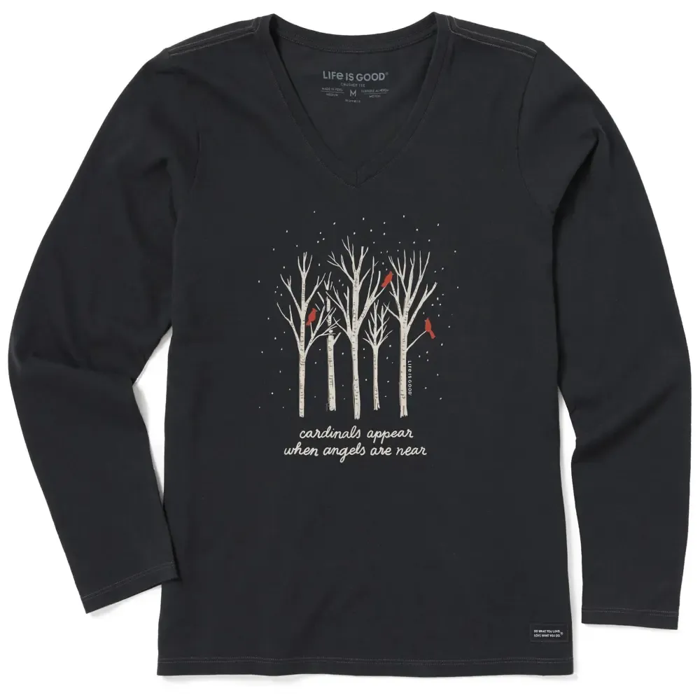 Women's Cardinals Appear Birch Trees Long Sleeve Crusher Vee