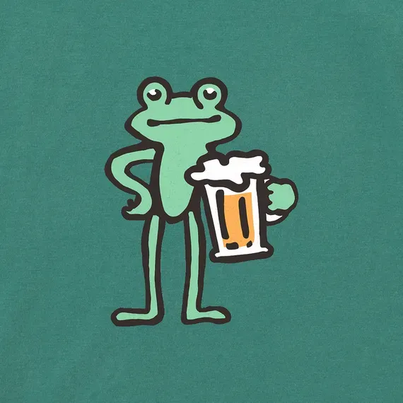 Women's Frog with Beer  Crusher Boxy Tee