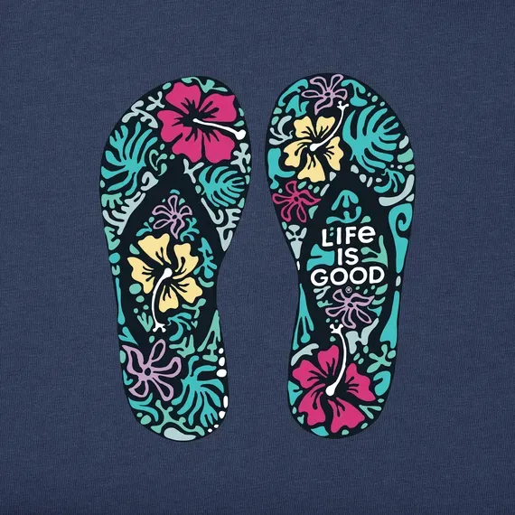 Women's Hibiscus Flip Flops  Crusher-LITE Vee