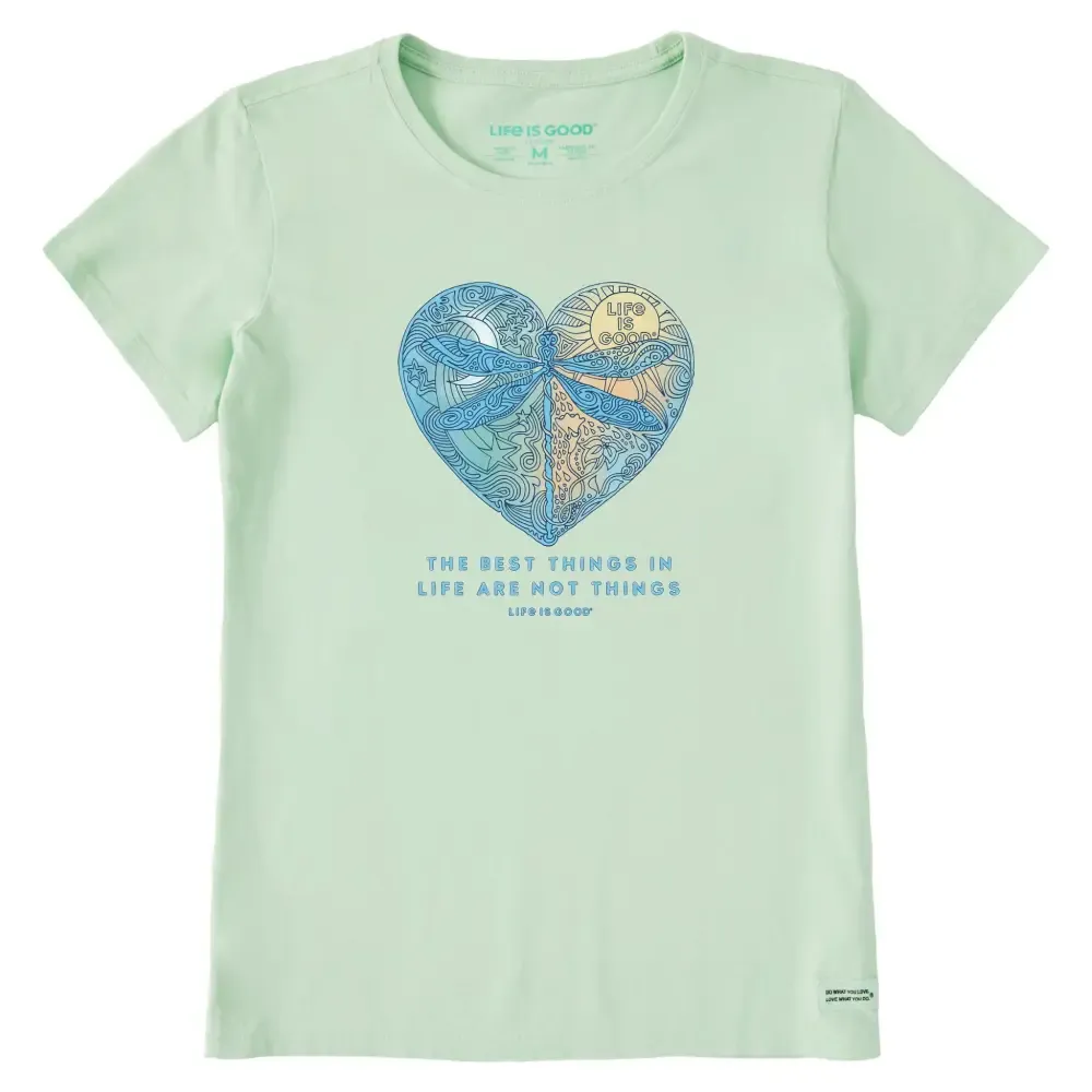 Women's Best Things Dragonfly Heart Short Sleeve Crusher Tee
