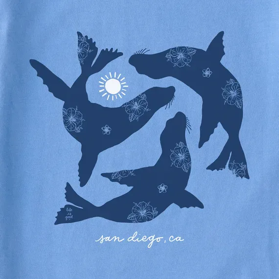 Women's Sea Lion Silhouettes Simply True Fleece Crew
