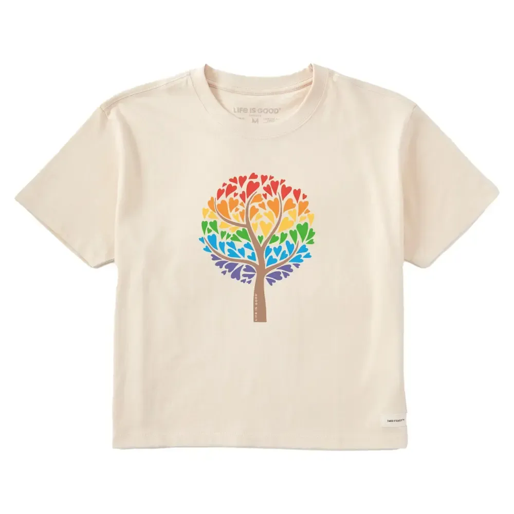 Women's Love Heart Tree Short Sleeve Crusher Boxy Tee