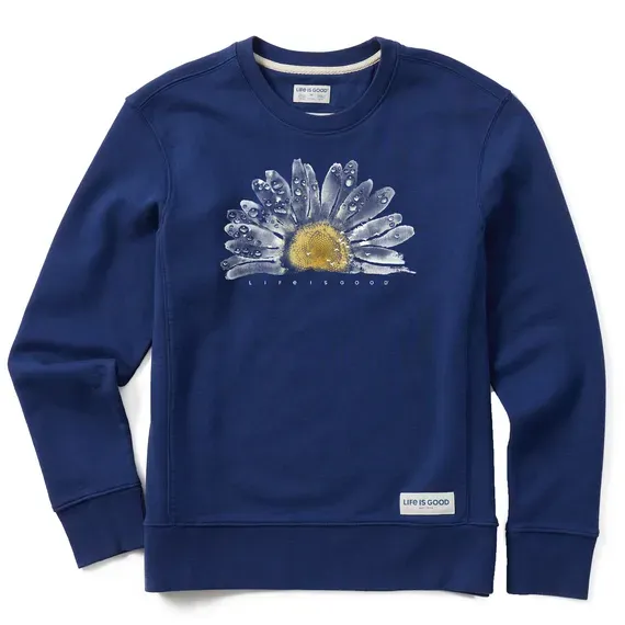 Women's Watercolor Daisy Simply True Fleece Crew
